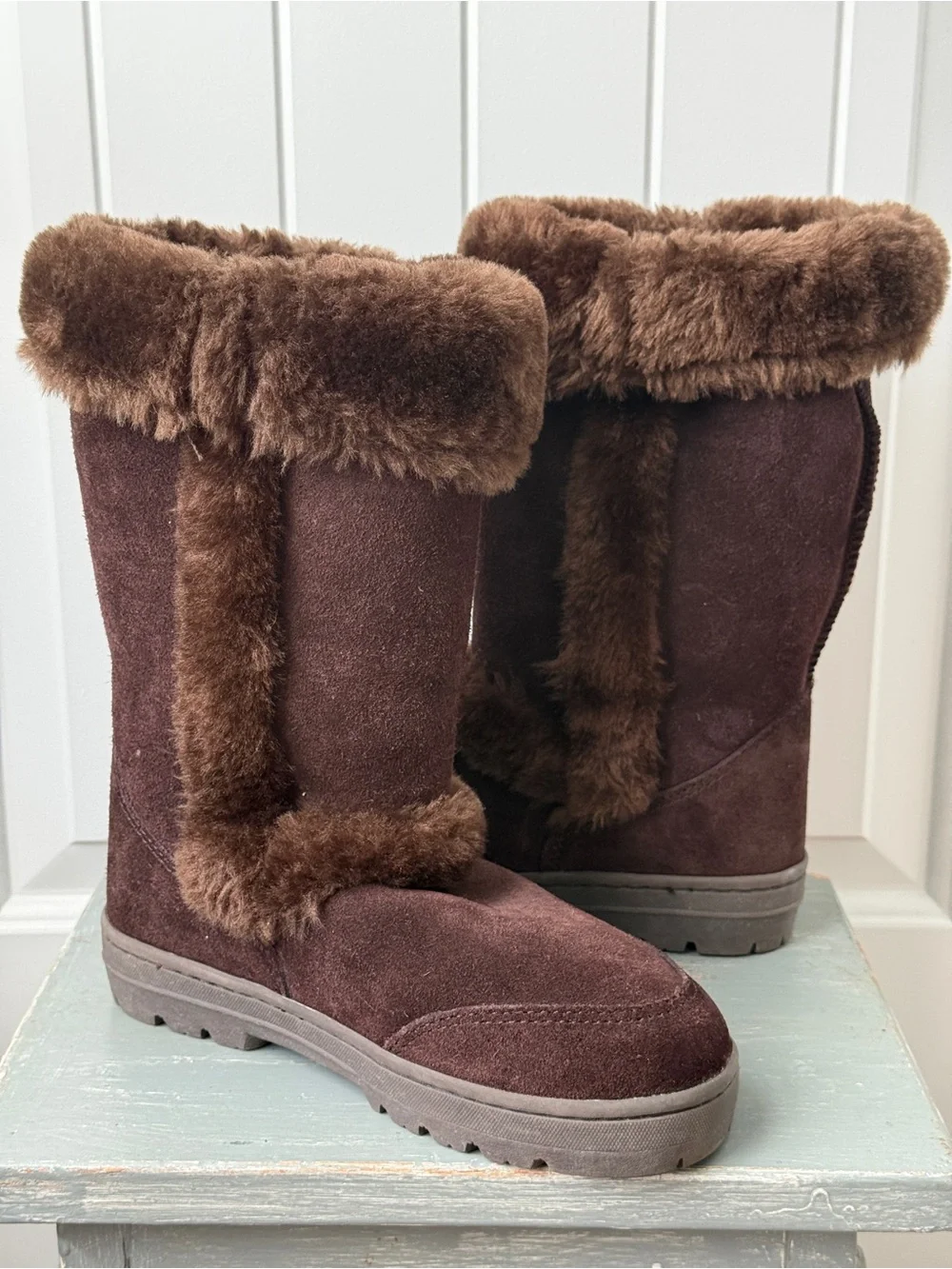 Style & Co Women’s Brown Suede Faux Fur Cold Winter Boots Size 6